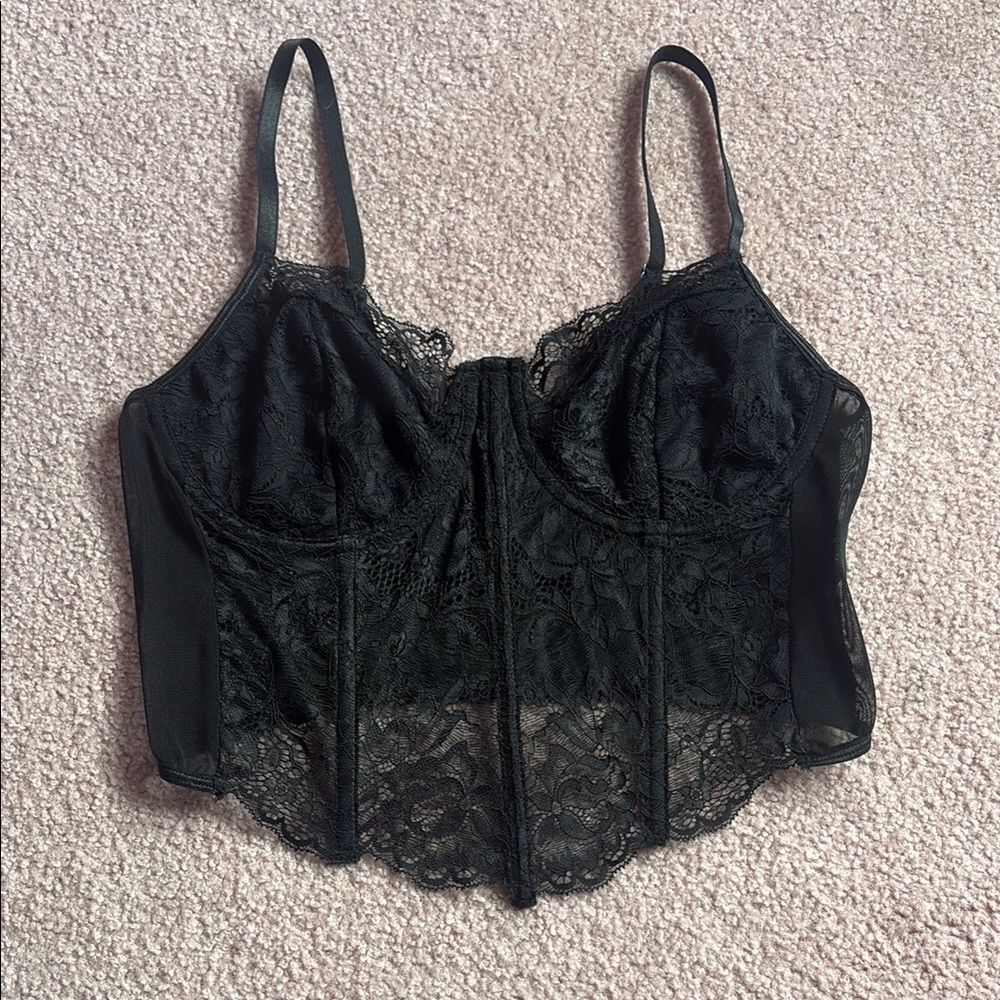Black Lace Corset Bustier Top Size Large SHEIN - Picture 1 of 7
